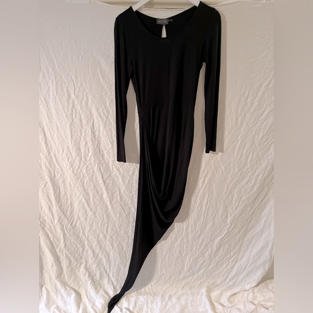 Black ASTR asymmetrical long sleeve dress
